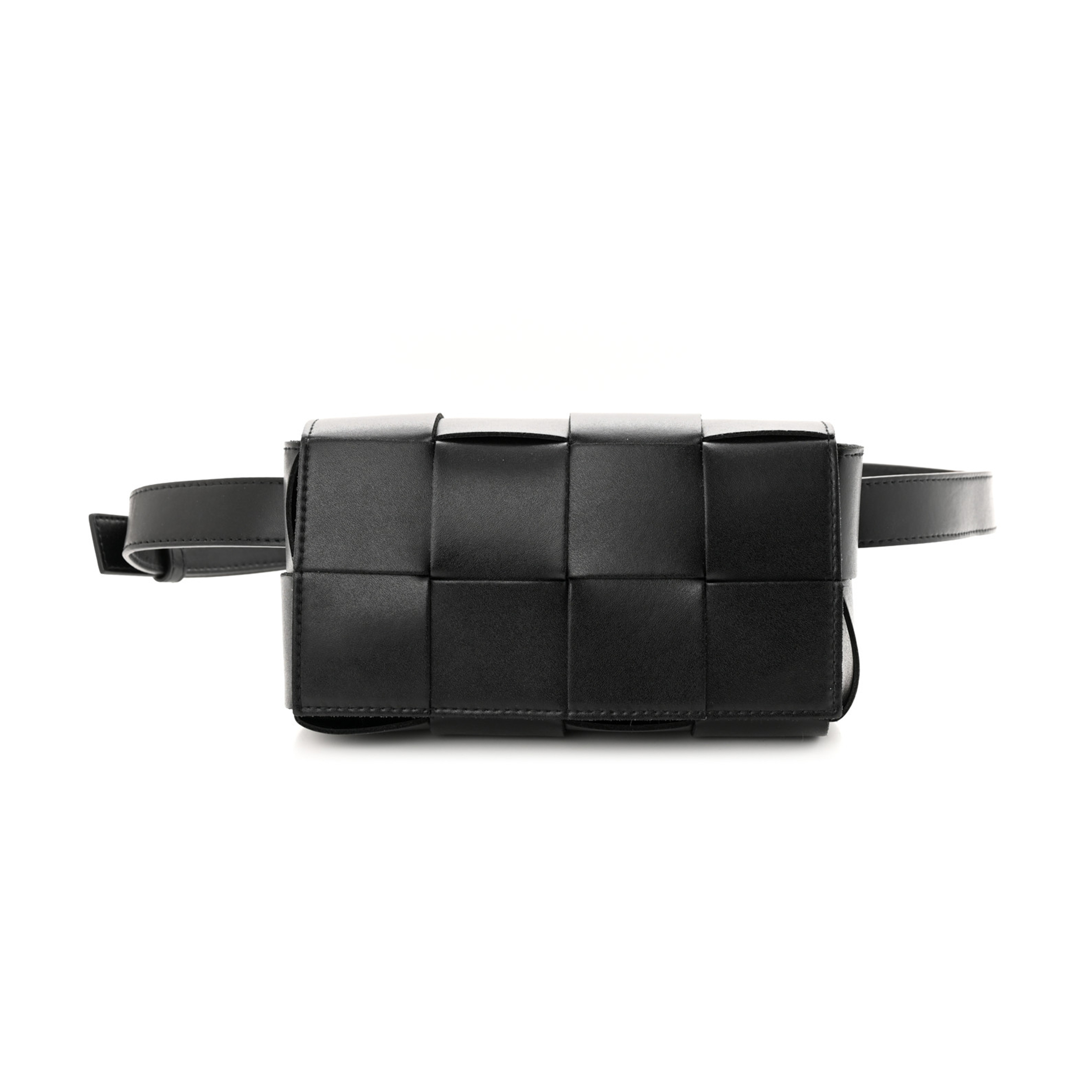 BOTTEGA VENETA NAPPA MAXI INTRECCIO THE BELT CASSETTE BAG BLACK  (18*10*5cm)