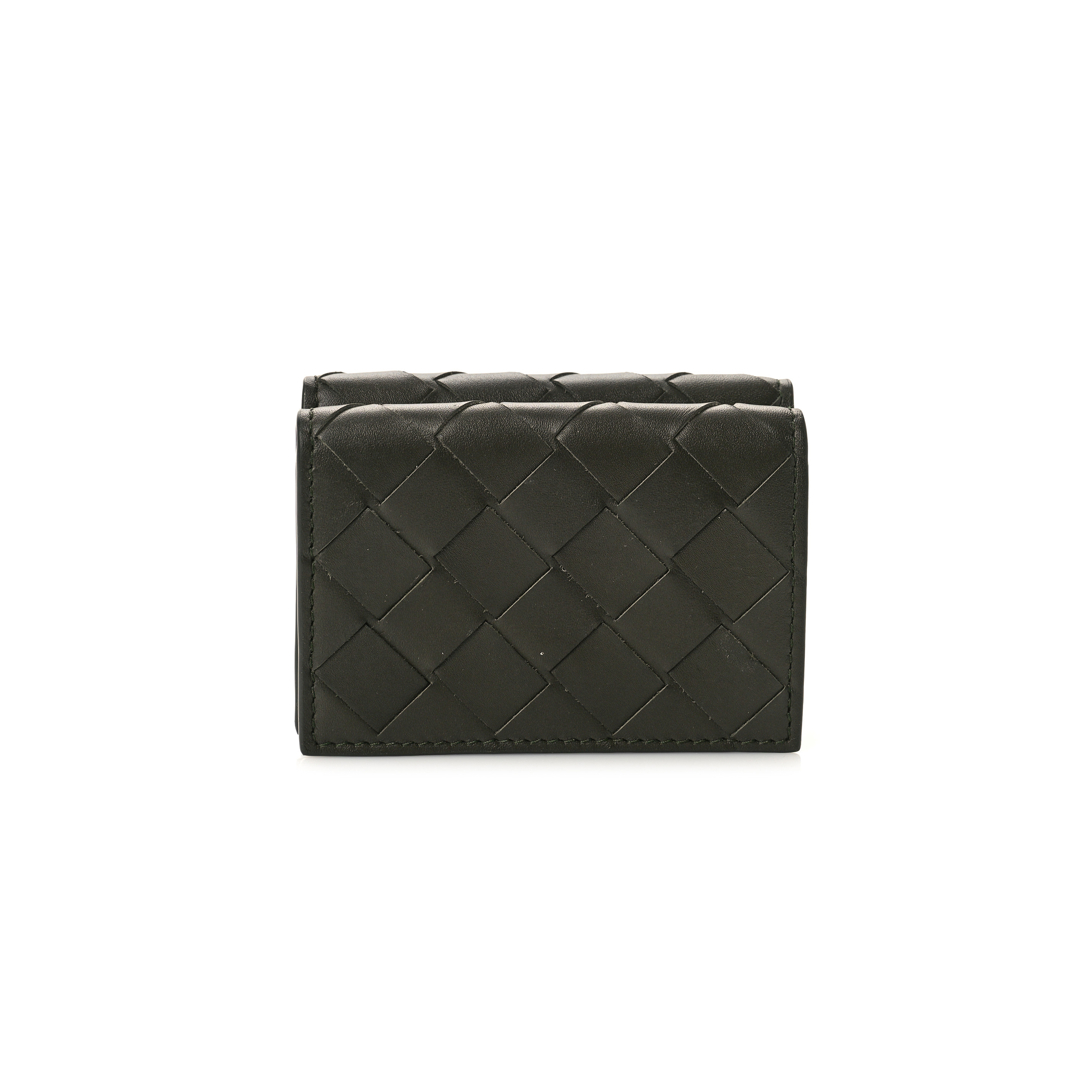 BOTTEGA VENETA NAPPA MAXI INTRECCIATO TRI FOLD WALLET INKWELL (10*7*3cm)