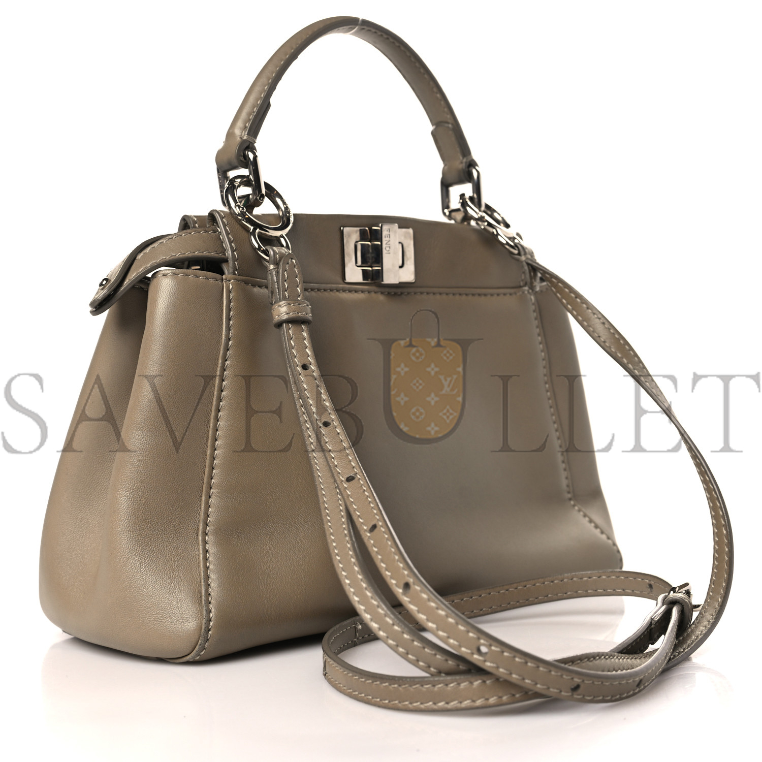 FENDI NAPPA MINI PEEKABOO ICONIC SATCHEL TORTORA (23*18*11cm)