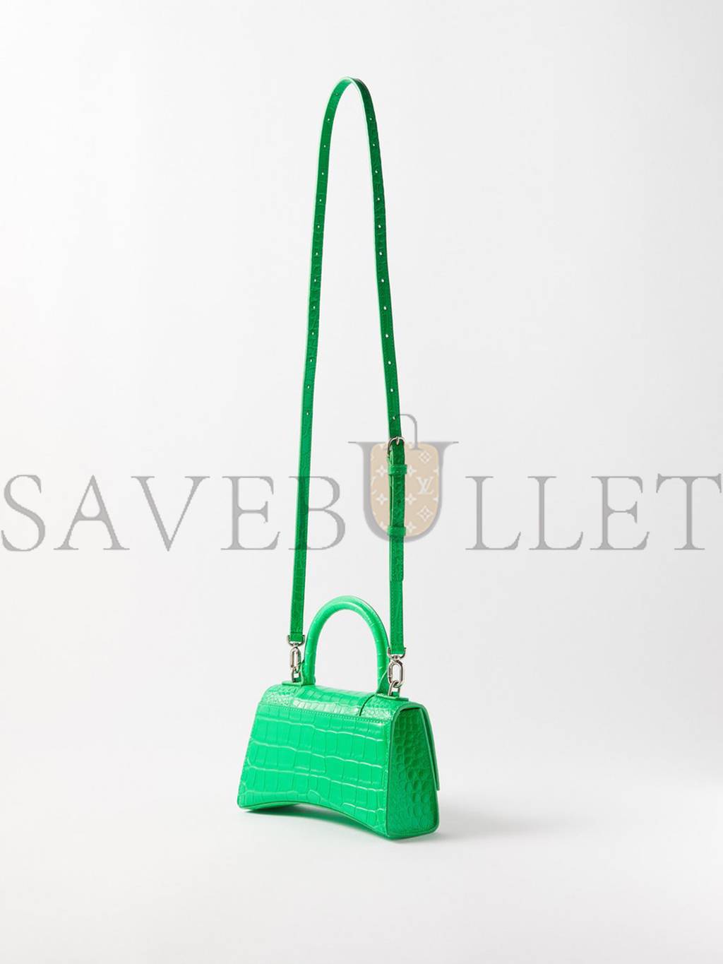 BALENCIAGA GREEN HOURGLASS XS CROC-EFFECT LEATHER CROSS-BODY BAG MATCHESFASHION US (19*12.1*7.6cm)