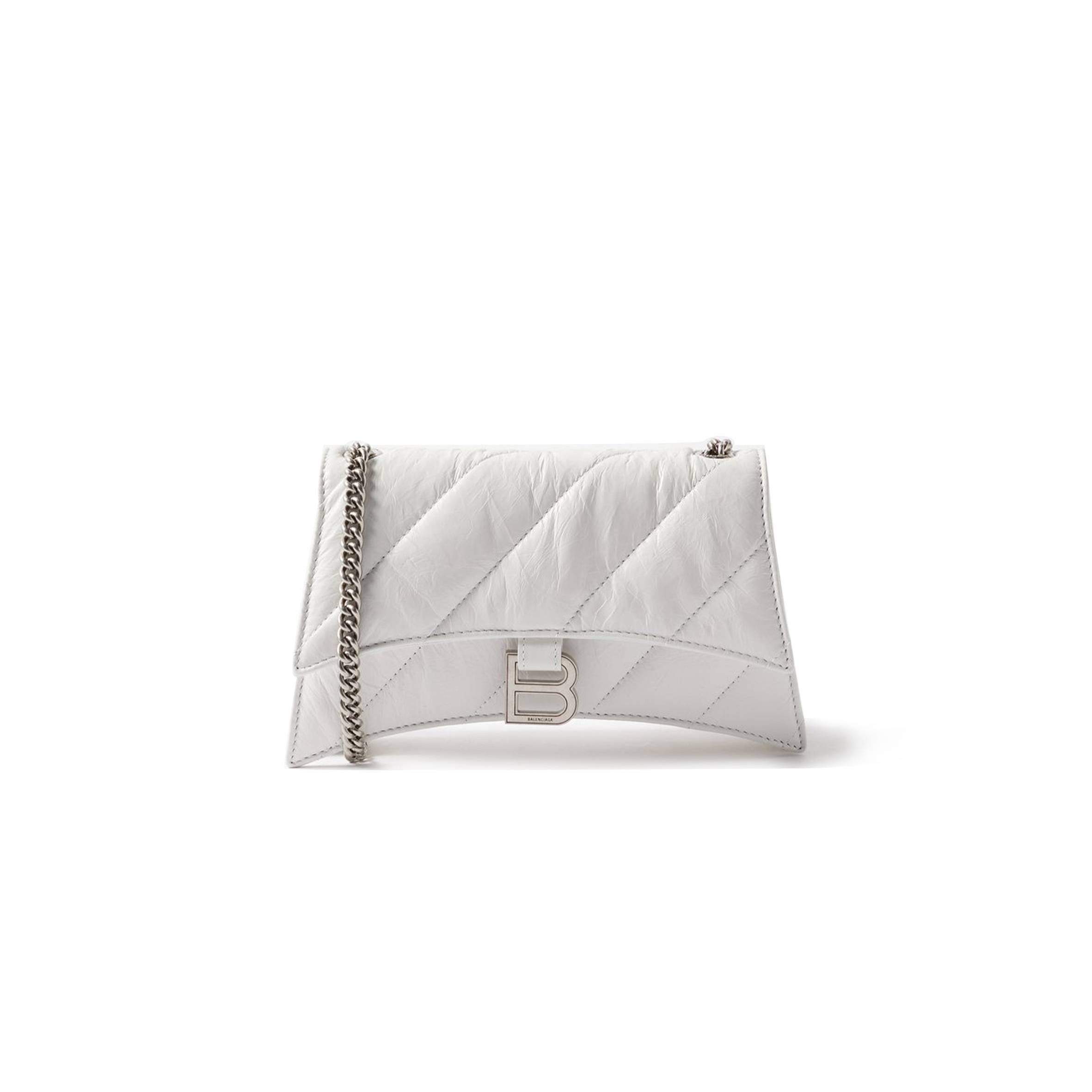 BALENCIAGA WHITE CRUSH S QUILTED CREASED-LEATHER CROSS-BODY BAG MATCHESFASHION US (21.5*11*5cm)