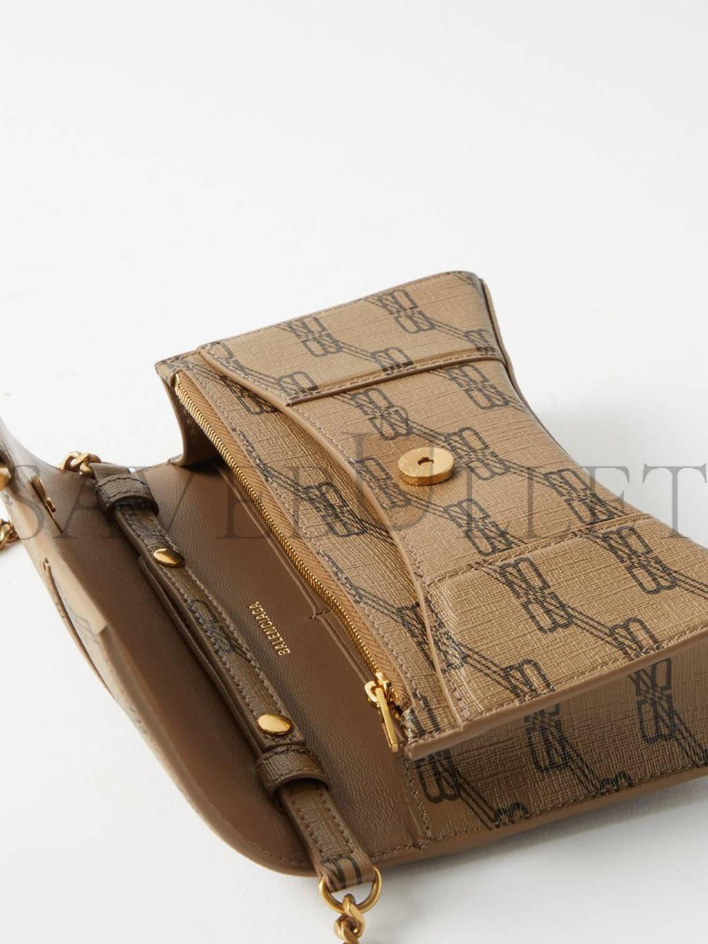 BALENCIAGA BEIGE HOURGLASS LOGO-PRINT CANVAS CROSS-BODY BAG MATCHESFASHION US (19.5*12*4cm)