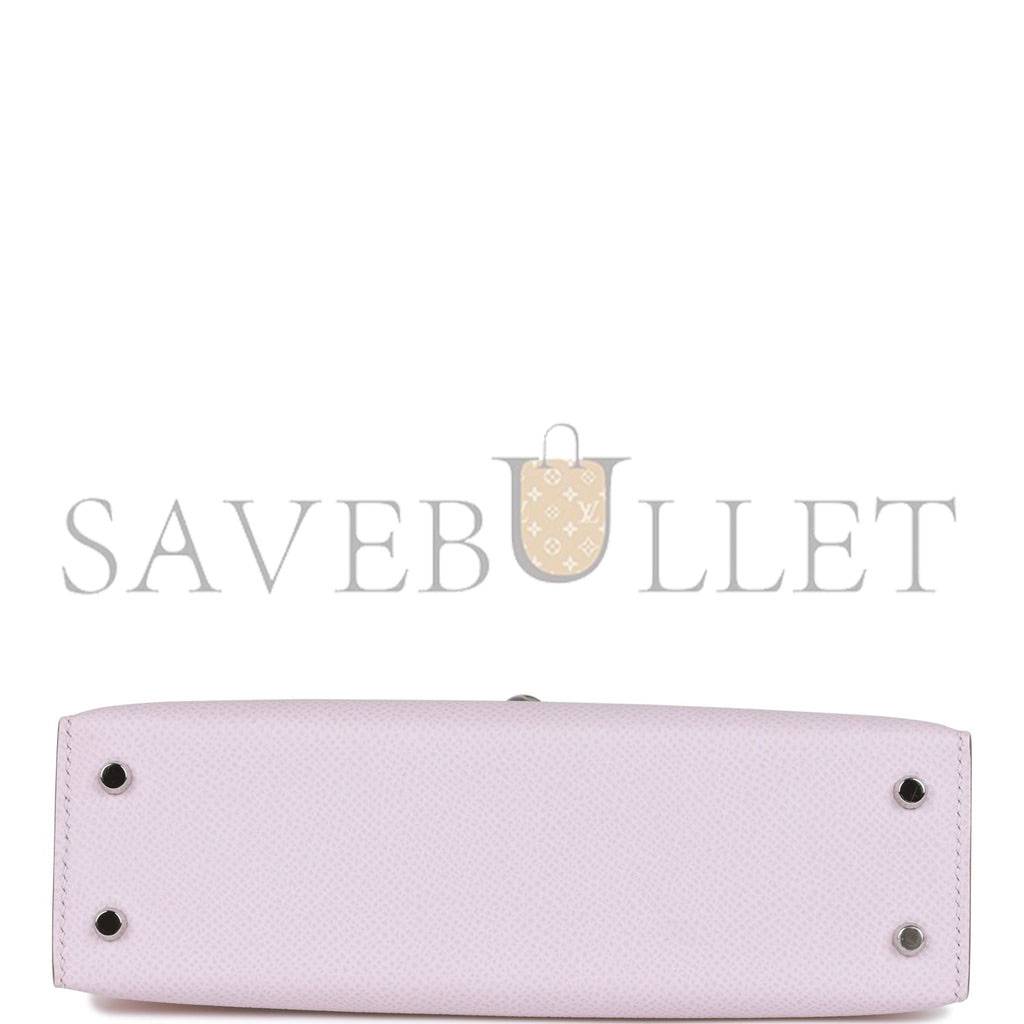 HERMES MINI KELLY SELLIER 20 MAUVE PALE EPSOM PALLADIUM HARDWARE (19*12*5.5cm)