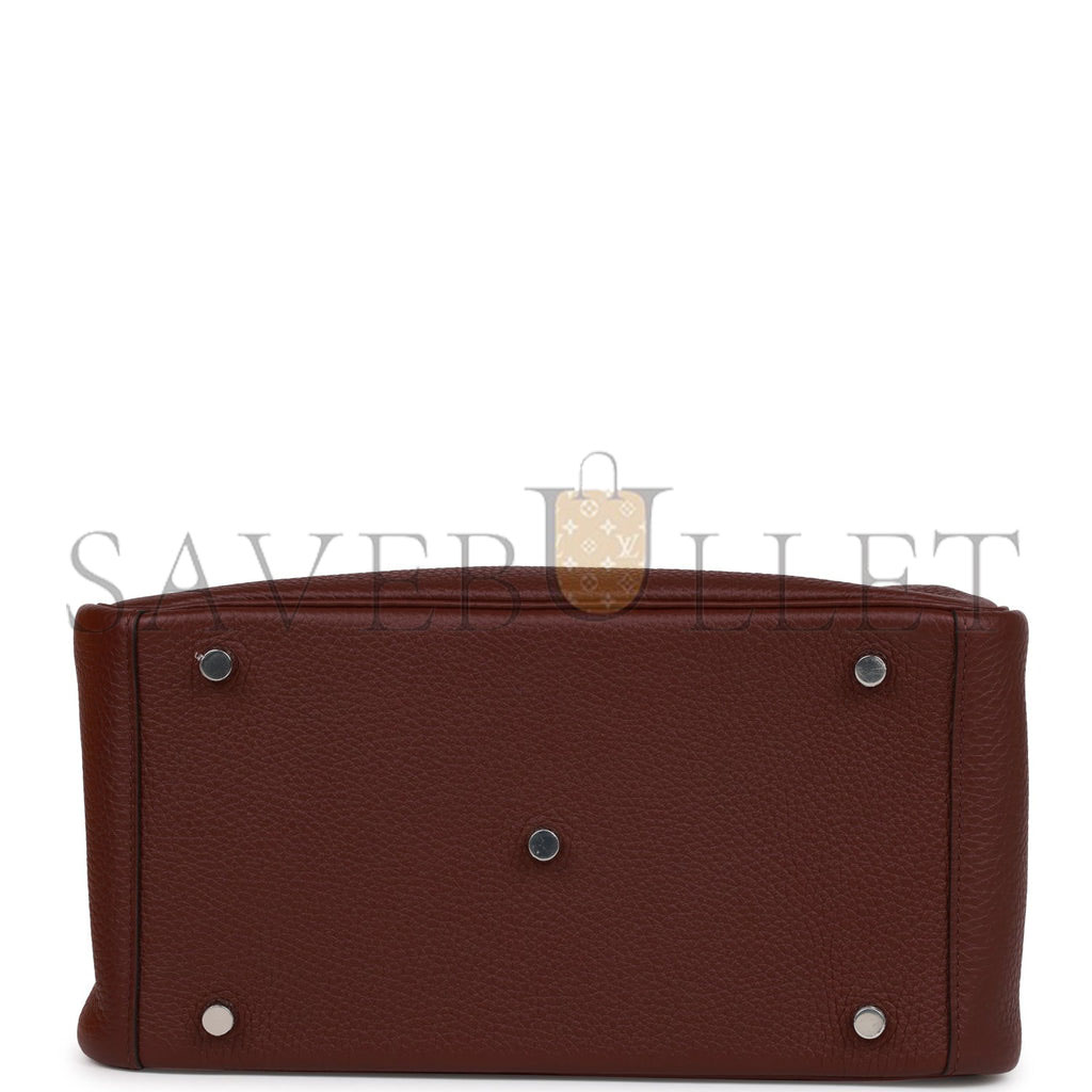 HERMES LINDY 30 BORDEAUX CLEMENCE PALLADIUM HARDWARE (30*19*16cm)