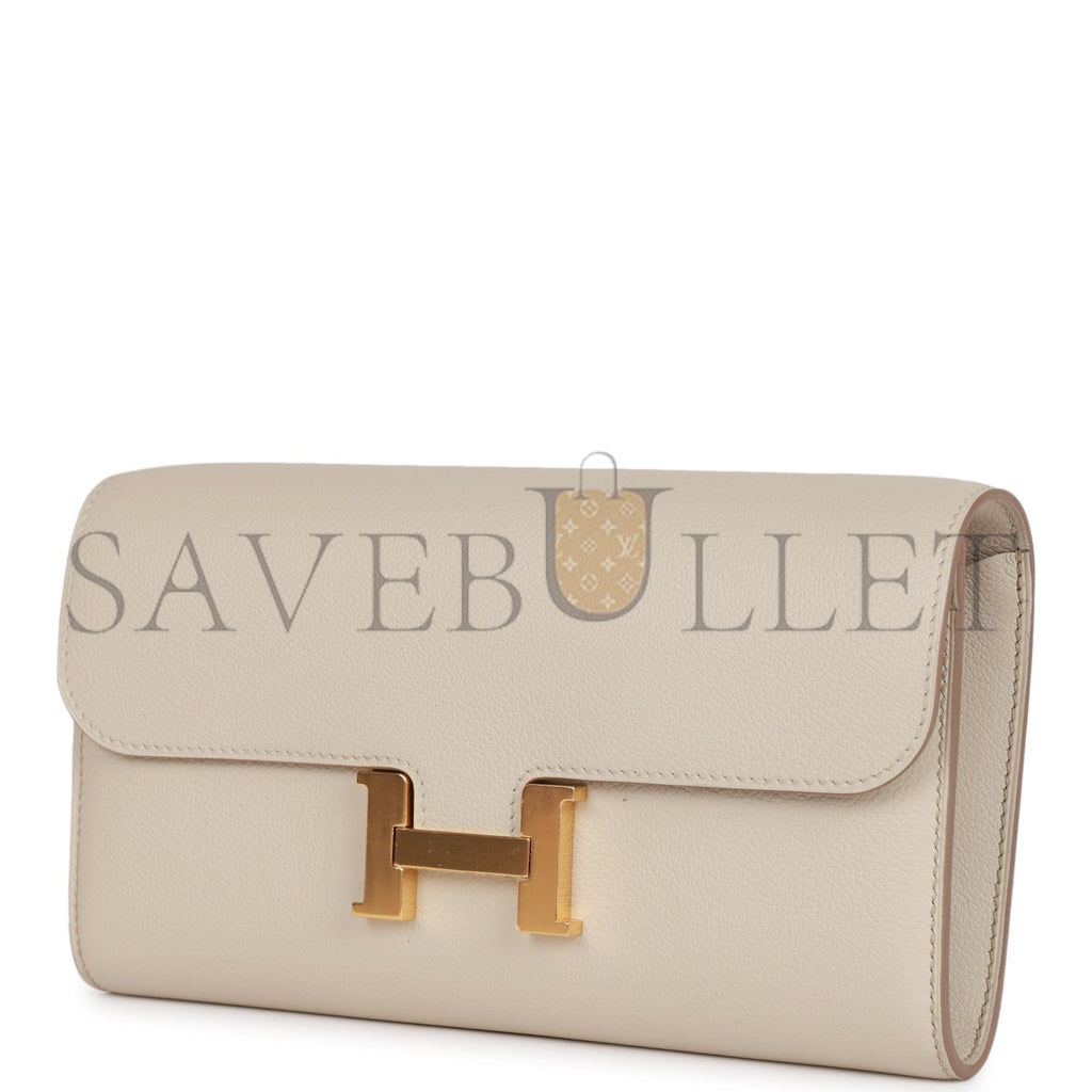 HERMES CONSTANCE WALLET TO GO BETON EVERCOLOR GOLD HARDWARE (22*11cm)