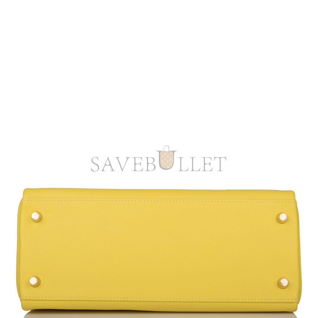 HERMES KELLY RETOURNE 28 LIME EVERCOLOR GOLD HARDWARE  (28*22*10cm)