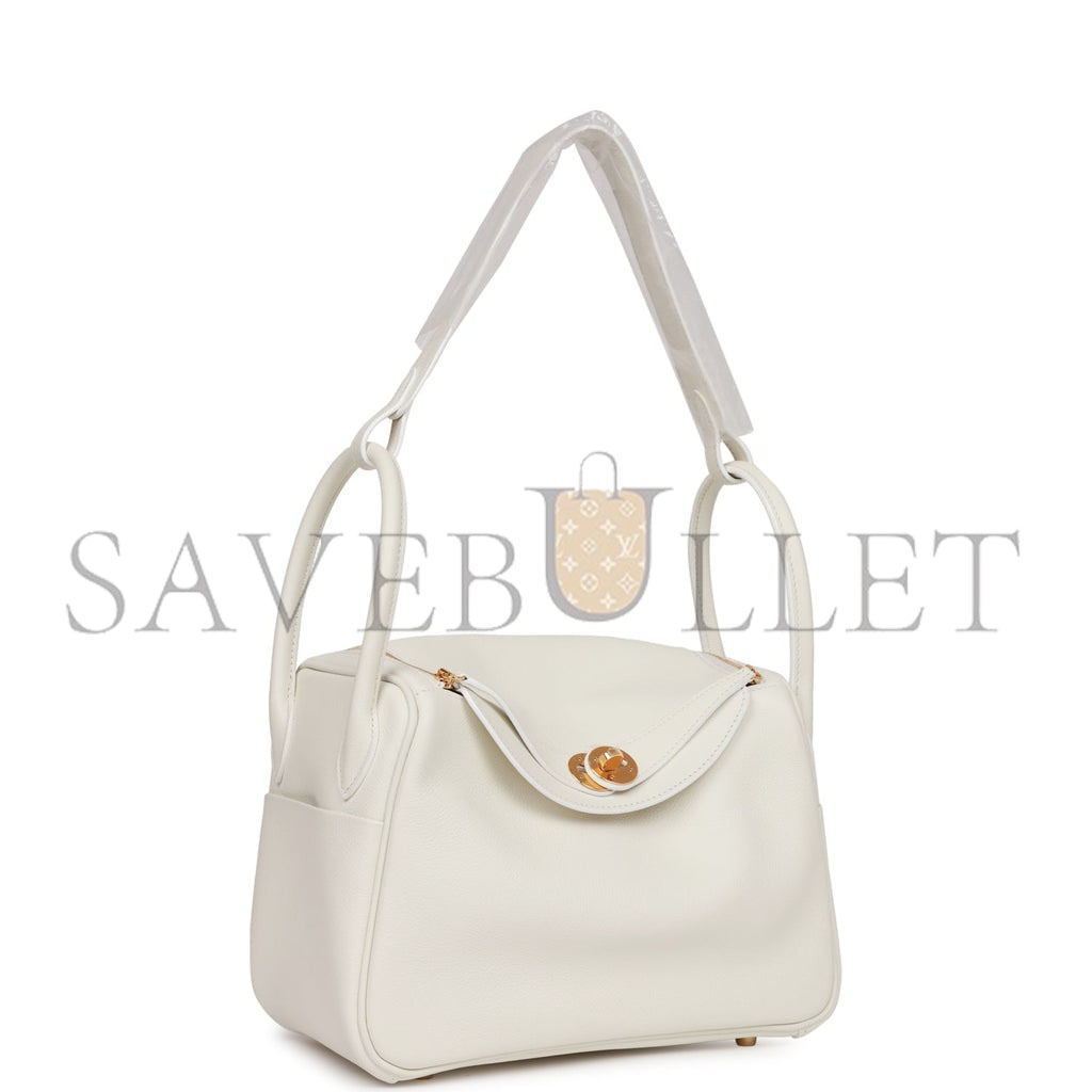 HERMES LINDY 26 WHITE EVERCOLOR GOLD HARDWARE (26*18*12cm)