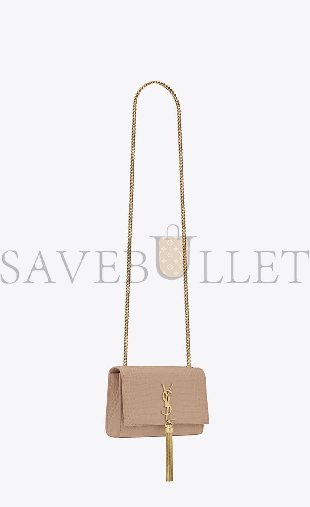 YSL KATE SMALL CHAIN BAG WITH TASSEL IN CROCODILE-EMBOSSED SHINY LEATHER 474366DND0J2721 (20*12.5*5cm)