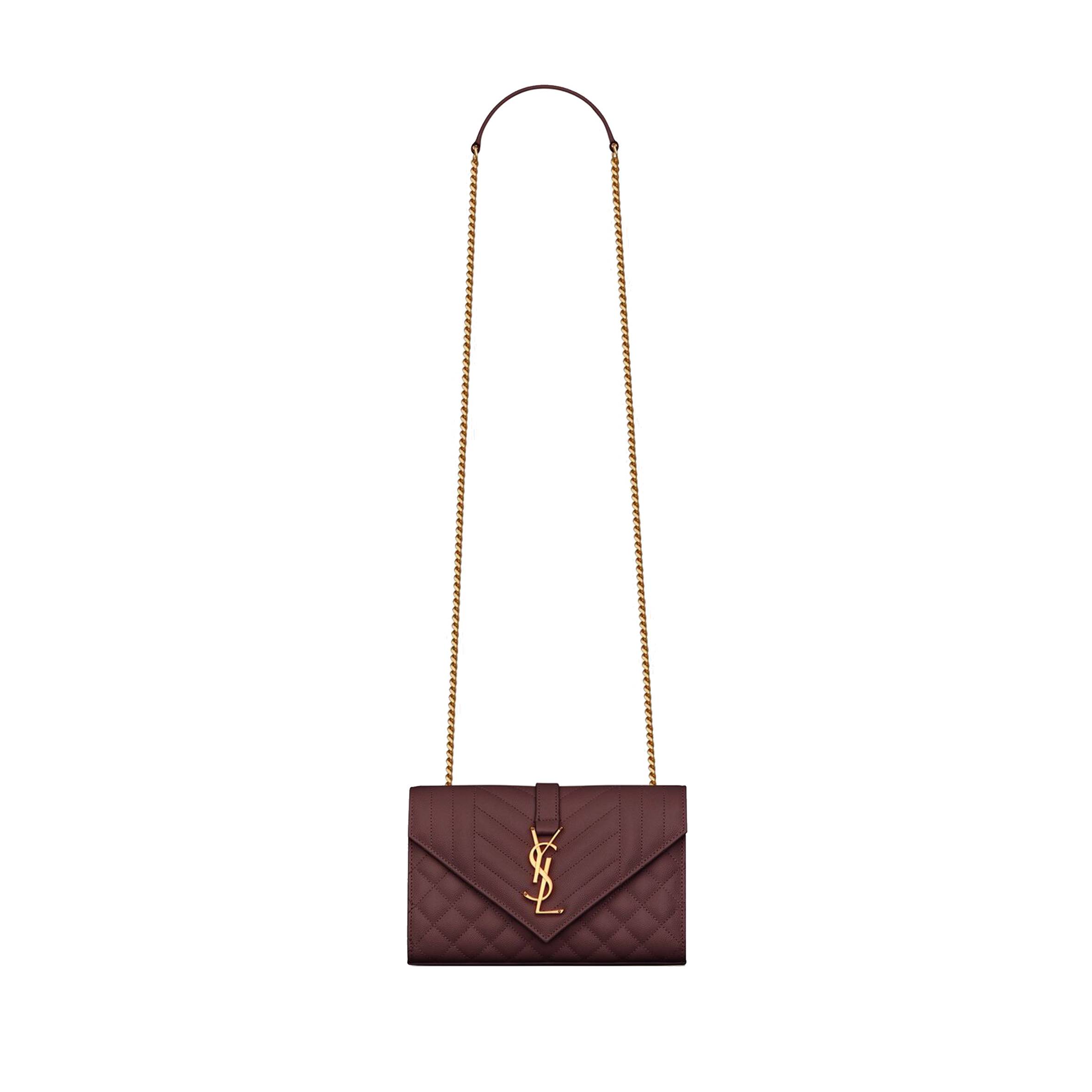 YSL ENVELOPE SMALL BAG IN MIX MATELASS&EACUTE; GRAIN DE POUDRE EMBOSSED LEATHER 600195BOW916475 (21*13*6cm)