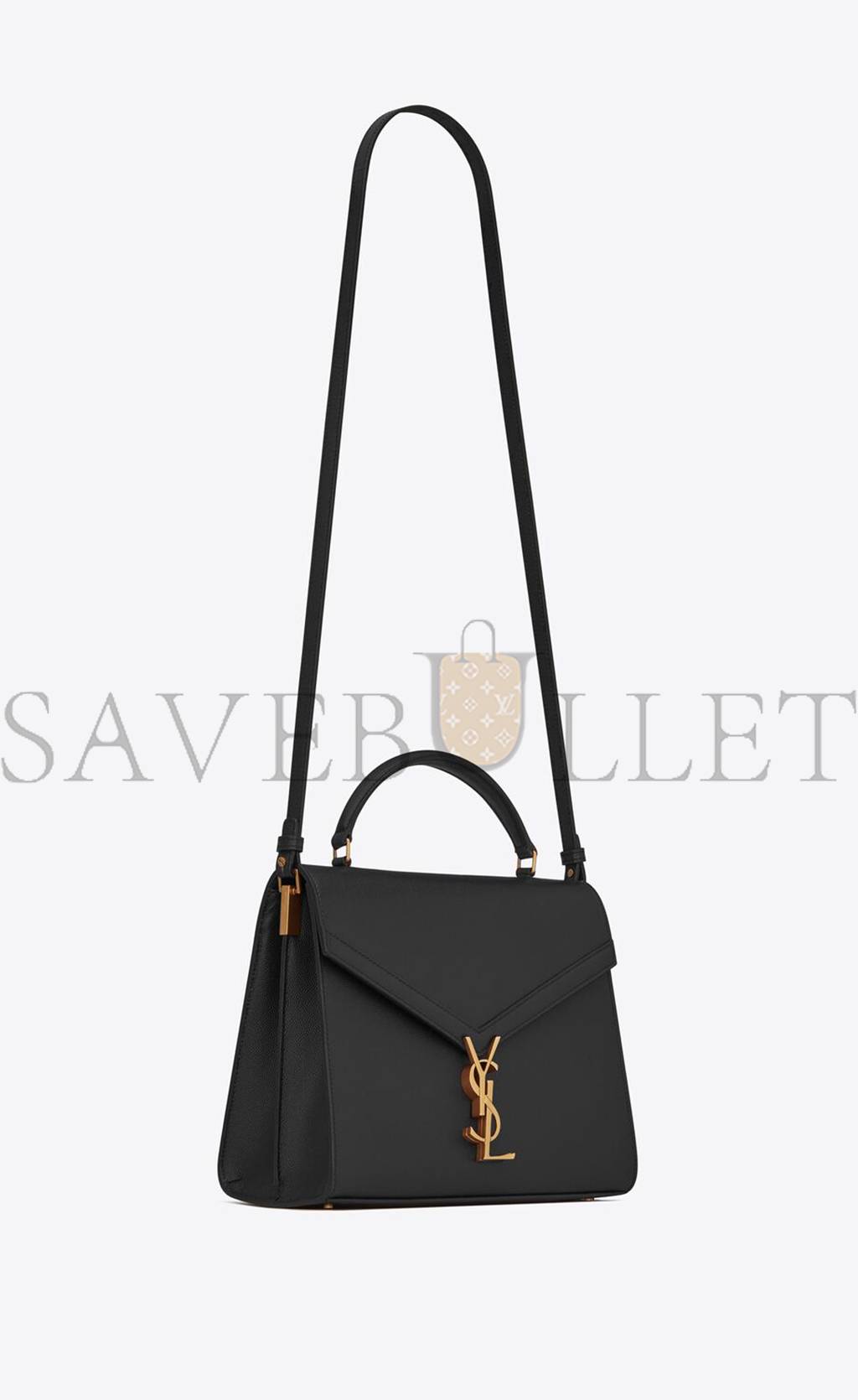 YSL CASSANDRA MEDIUM TOP HANDLE BAG IN GRAIN DE POUDRE EMBOSSED LEATHER 623931BOW0W1000 (24.5*20*11.5cm)