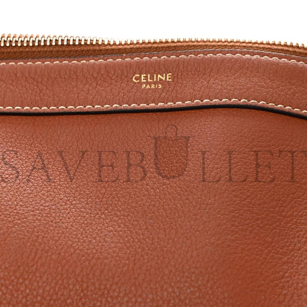 CELINE SUPPLE CALFSKIN MEDIUM STRAP LEANDRE SHOULDER BAG BROWN (44*27*3cm)