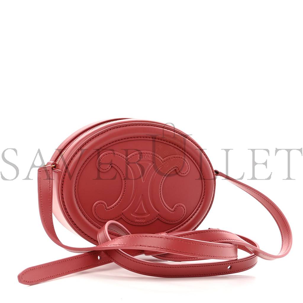 CELINE SMOOTH CALFSKIN CUIR TRIOMPHE OVAL PURSE CROSSBODY LIPSTICK (16*12*8cm)