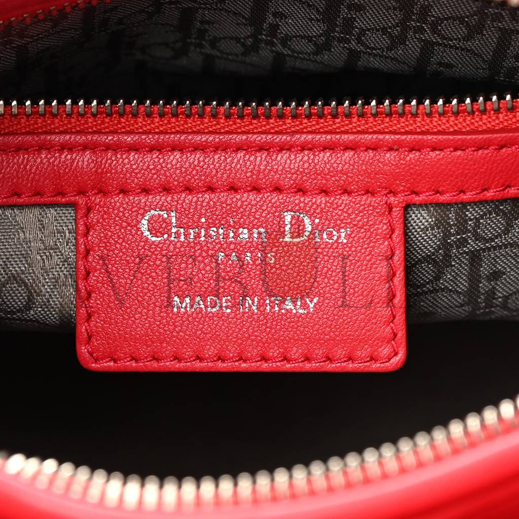 DIOR LAMBSKIN CANNAGE MEDIUM LADY DIOR RED (23*20*12.7cm)