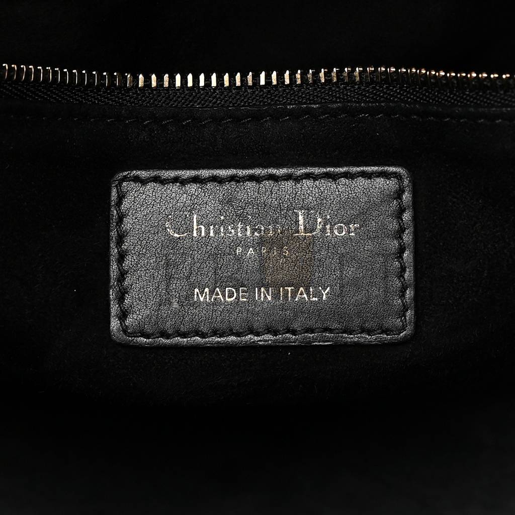 DIOR CALFSKIN CANNAGE STUDDED MEDIUM SUPPLE LADY DIOR BLACK (23*18*12.1cm)