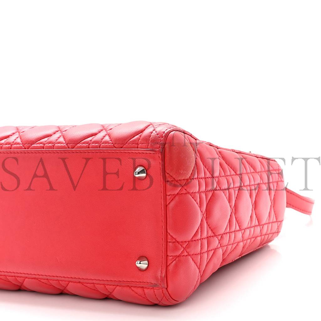 DIOR LAMBSKIN CANNAGE MEDIUM LADY DIOR RED (23*20*12.1cm)